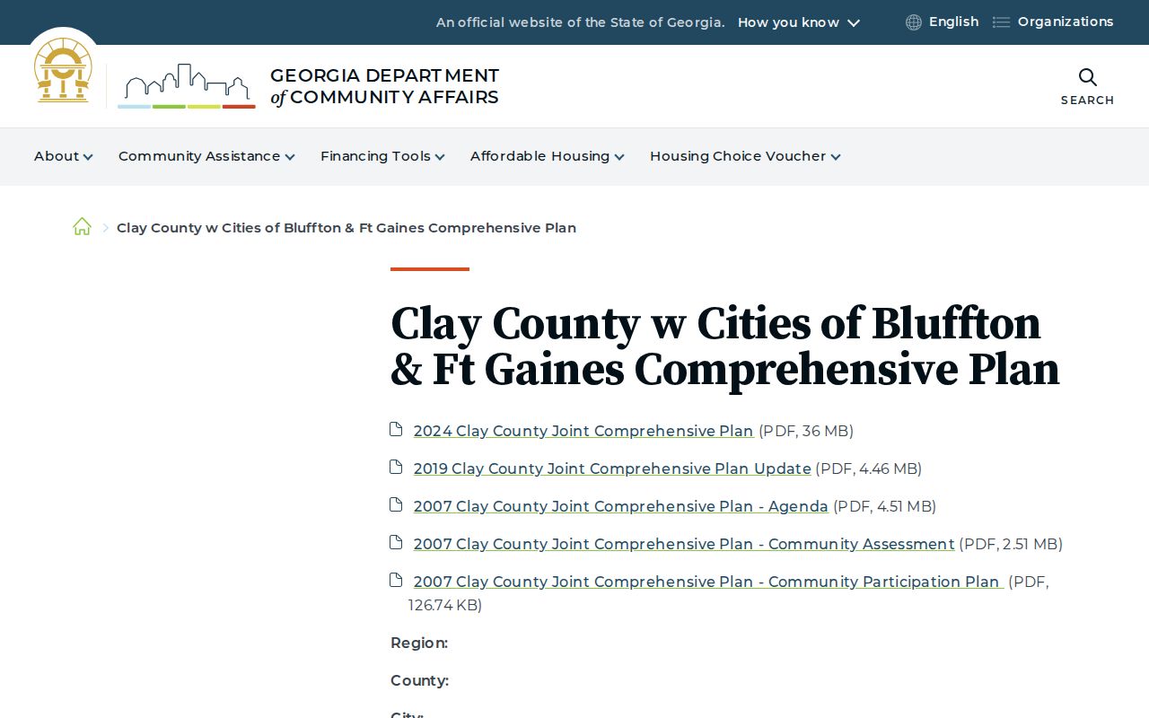 Bluffton court docket official Georgia state planning source naming Bluffton and Fort Gaines