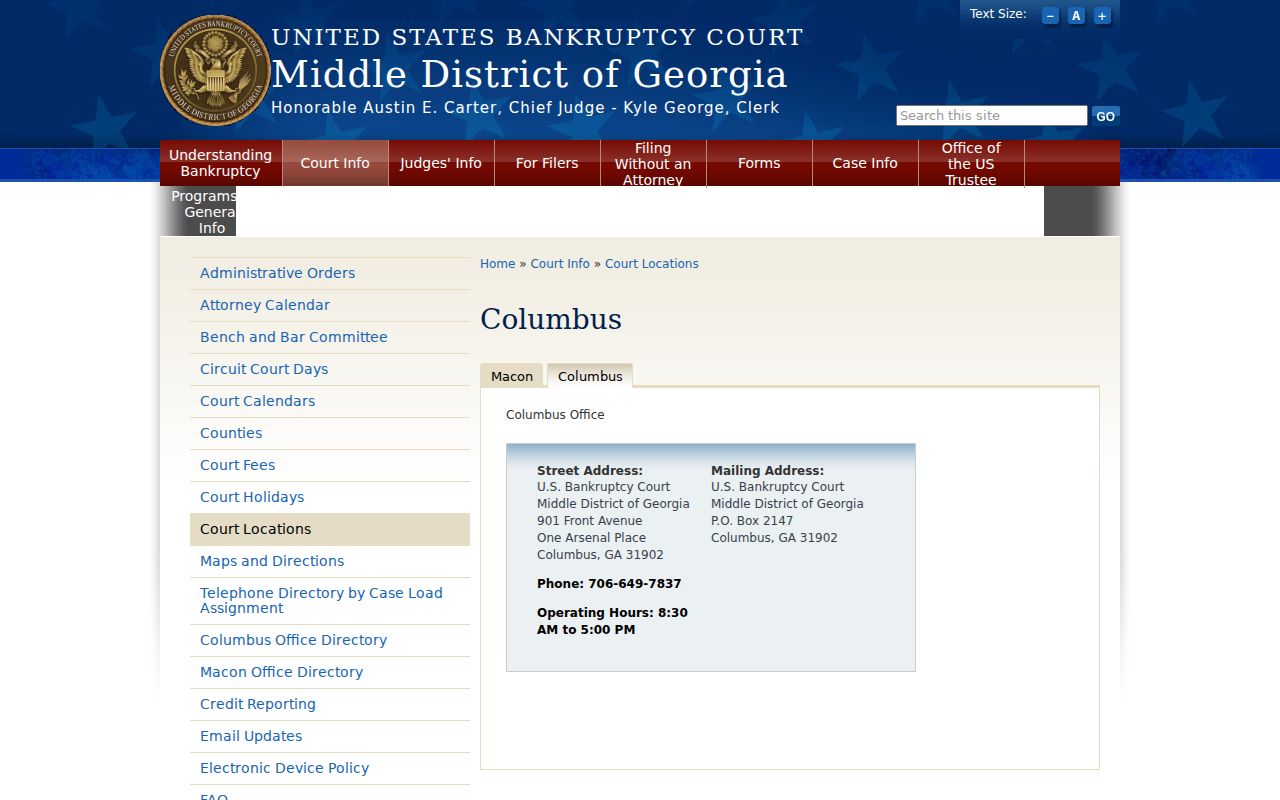 Clay County Court Records bankruptcy Columbus office