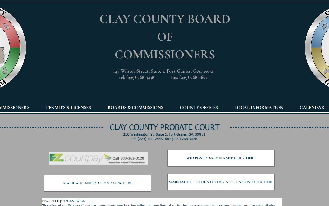 Clay County court docket Probate Court traffic instructions