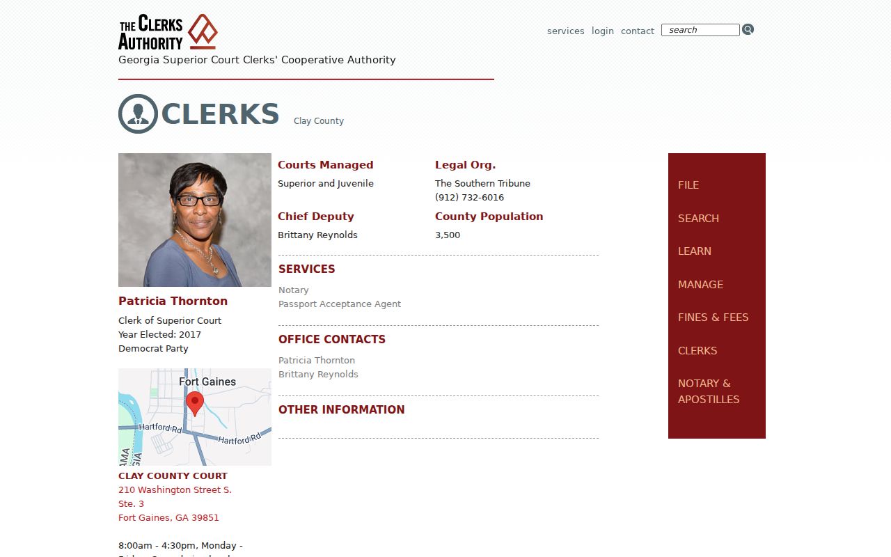 Clay County court docket Superior Clerk profile